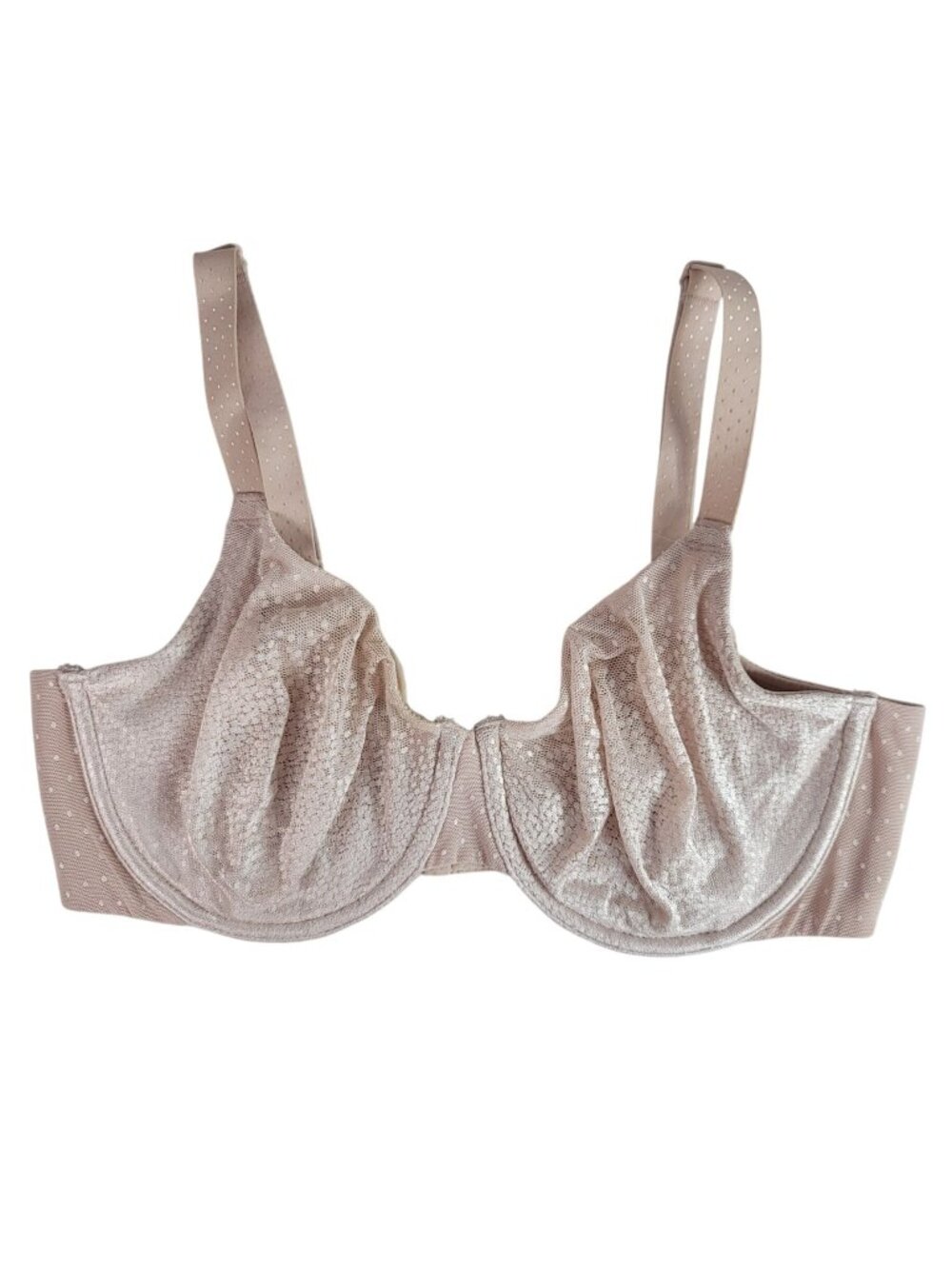 Wacoal Back Appeal Underwire Bra Tan 34DD Adj Seamless Cup Dot Jacquard  #855303